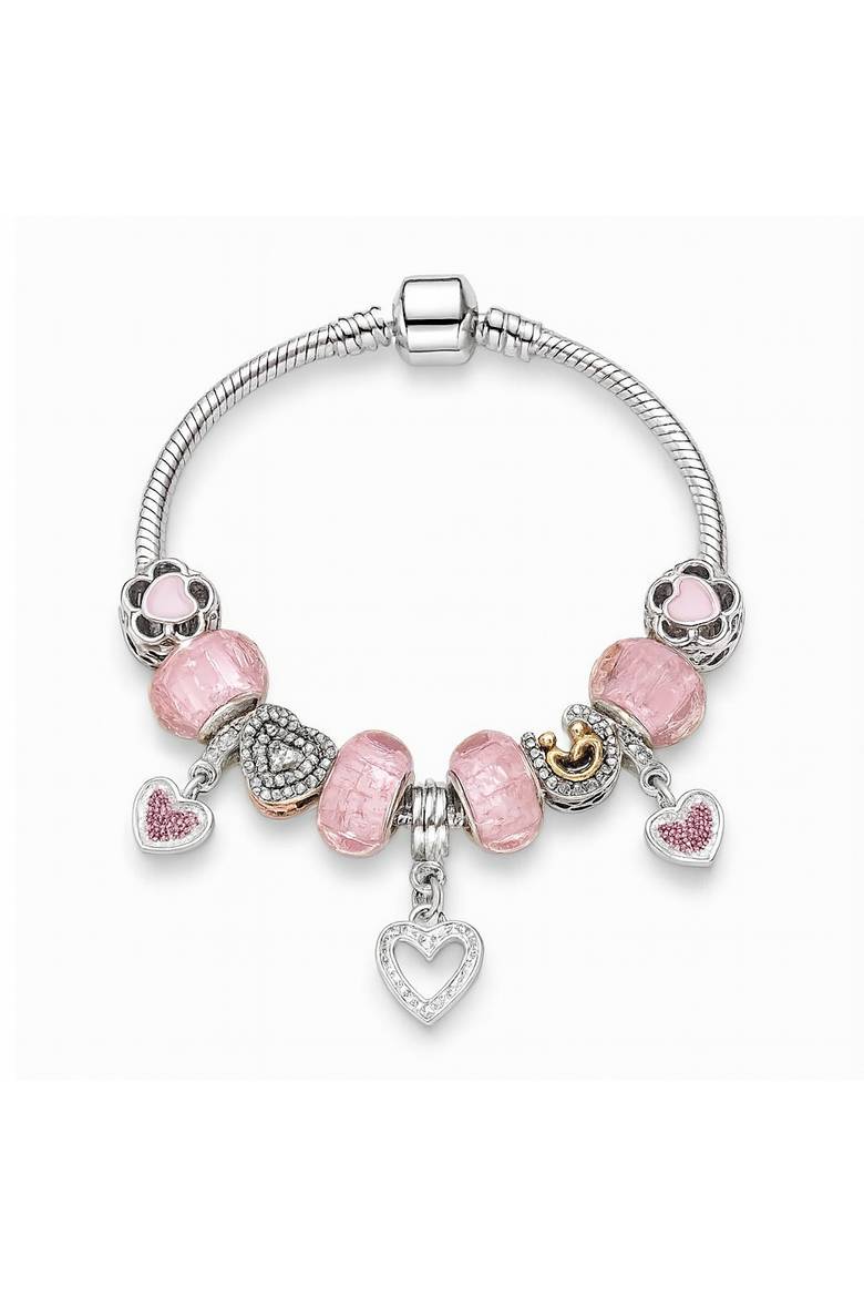 Pink Heart Charm Bracelet, Main, color, Pink