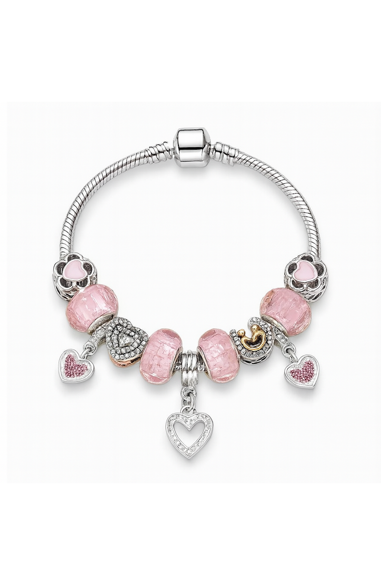 Donatello Gian Pink Heart Charm Bracelet, Main, color, Pink