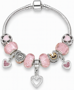 Donatello Gian Pink Heart Charm Bracelet