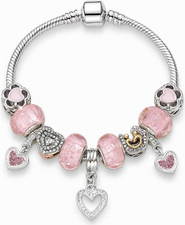 Donatello Gian Pink Heart Charm Bracelet