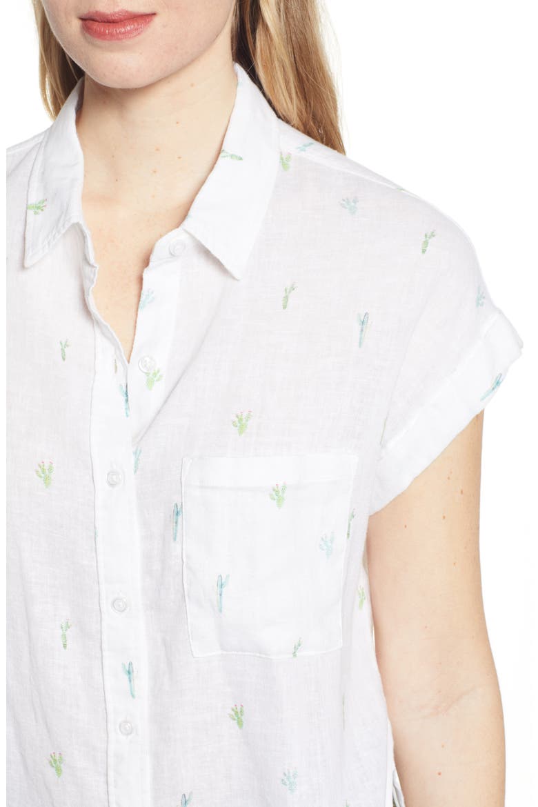 Whitney Print Shirt, Alternate, color, WHITE WATERCOLOR CACTUS
