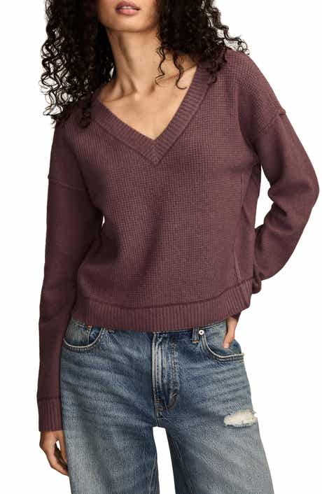 Lucky Brand Waffle Knit V-Neck Sweater