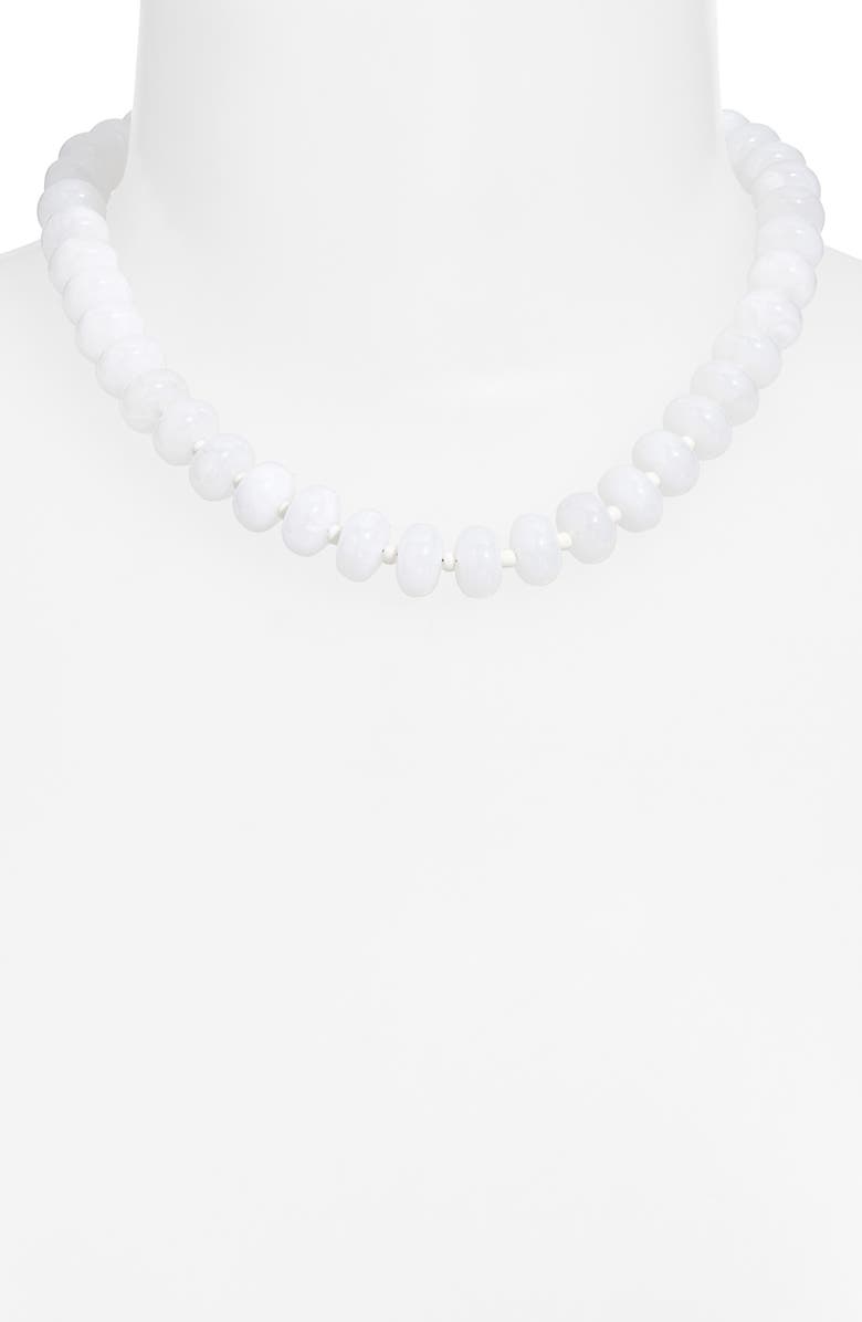 Nordstrom 12mm Beaded Necklace, Alternate, color, White- Gold