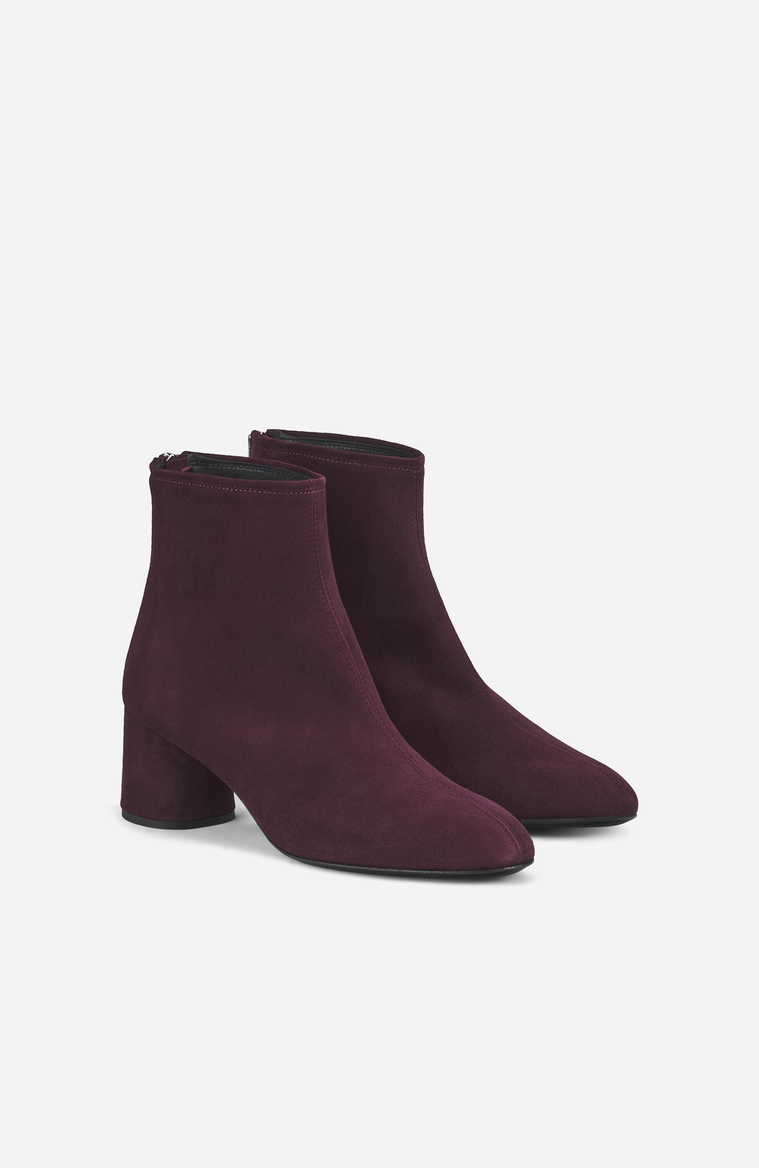 Olga Water Resistant Velour Ankle Boot with Heel, Alternate, color, Wine