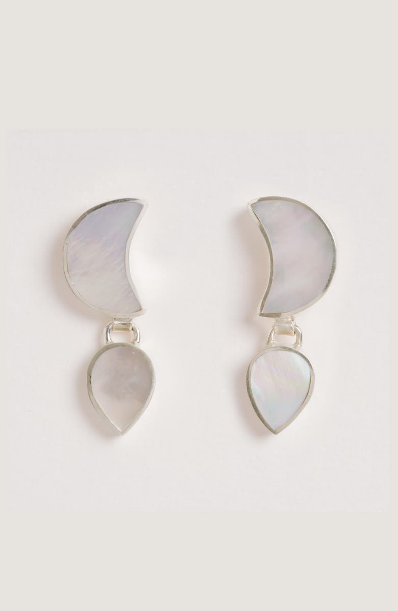 Freya Rose Petite Moon Earrings, Silver, Alternate, color, Silver