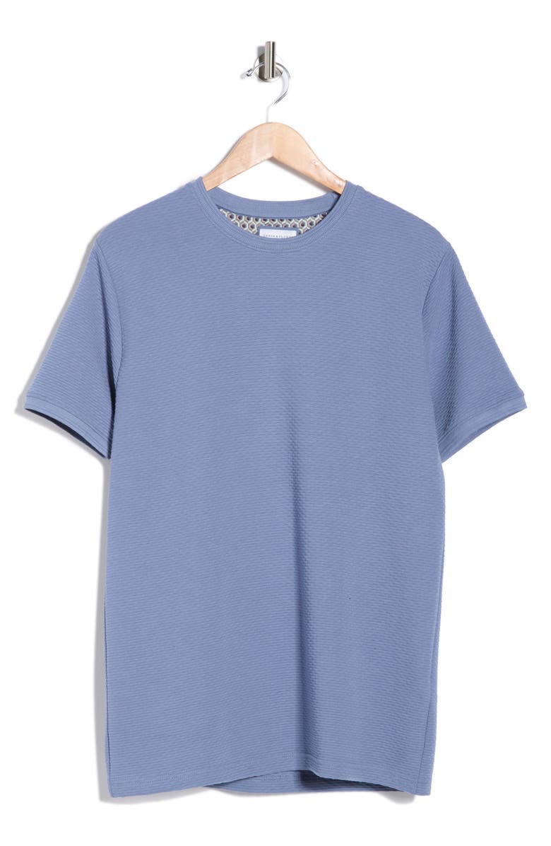 DENIM AND FLOWER Geometric Textured Knit T-Shirt, Main, color, Blue W/ Geo Textured