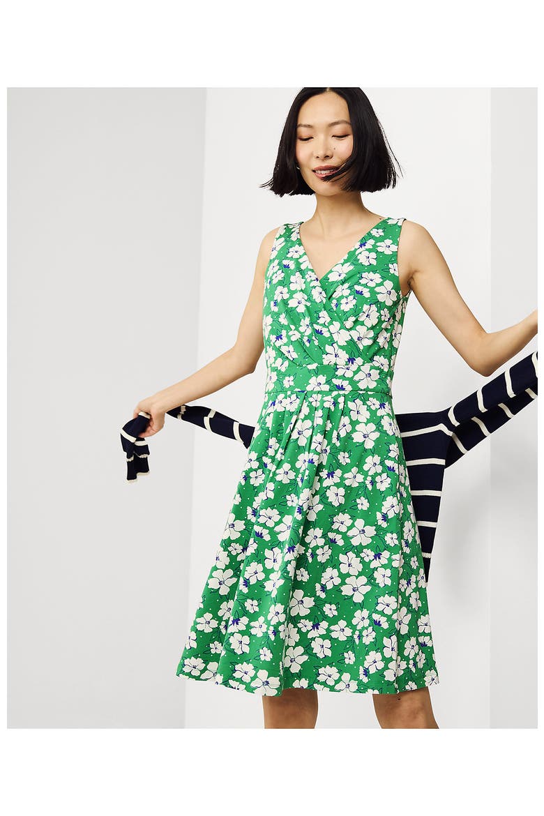 Cotton Modal Pleated Fit and Flare Dress, Alternate, color, Vibrant Clover Floral