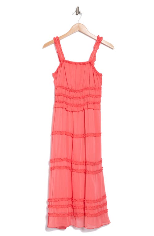 Wishlist Ruffle Tiered Midi Sundress In Rose Of Sharon
