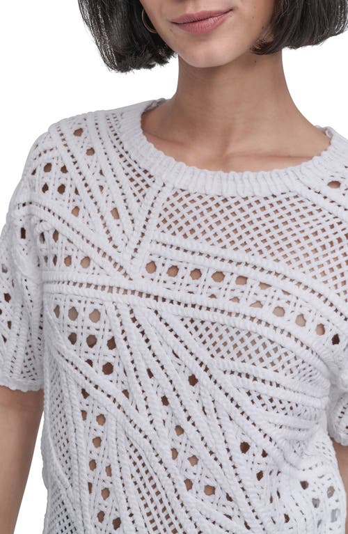 Shop Dkny Cotton Crochet Sweater In White