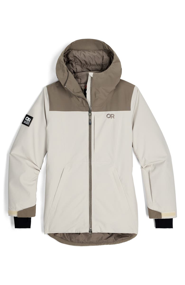Outdoor Research Snowcrew Waterproof Hooded Ski Jacket, Alternate, color, Oyster/ Sable