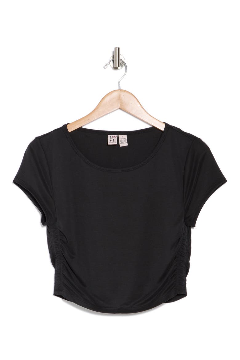 Rashia Side Ruched Crop Top, Alternate, color, BLACK