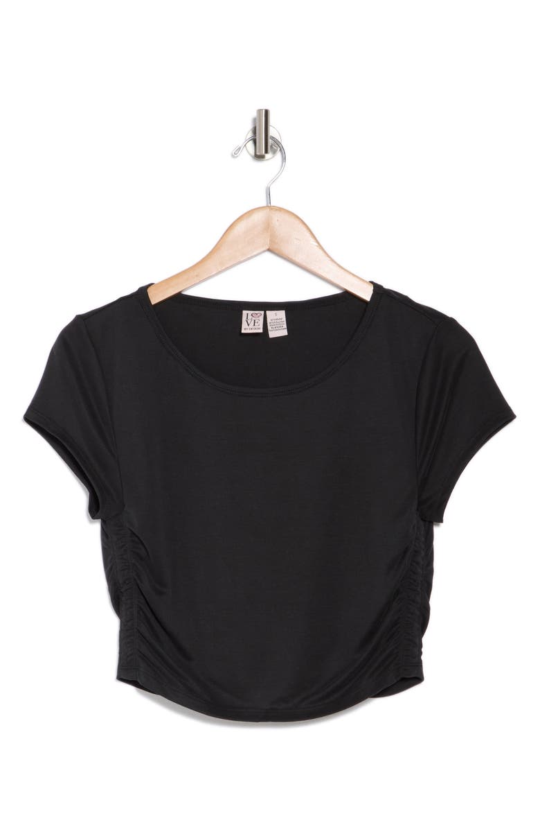 Love By Design Rashia Side Ruched Crop Top, Alternate, color, Black