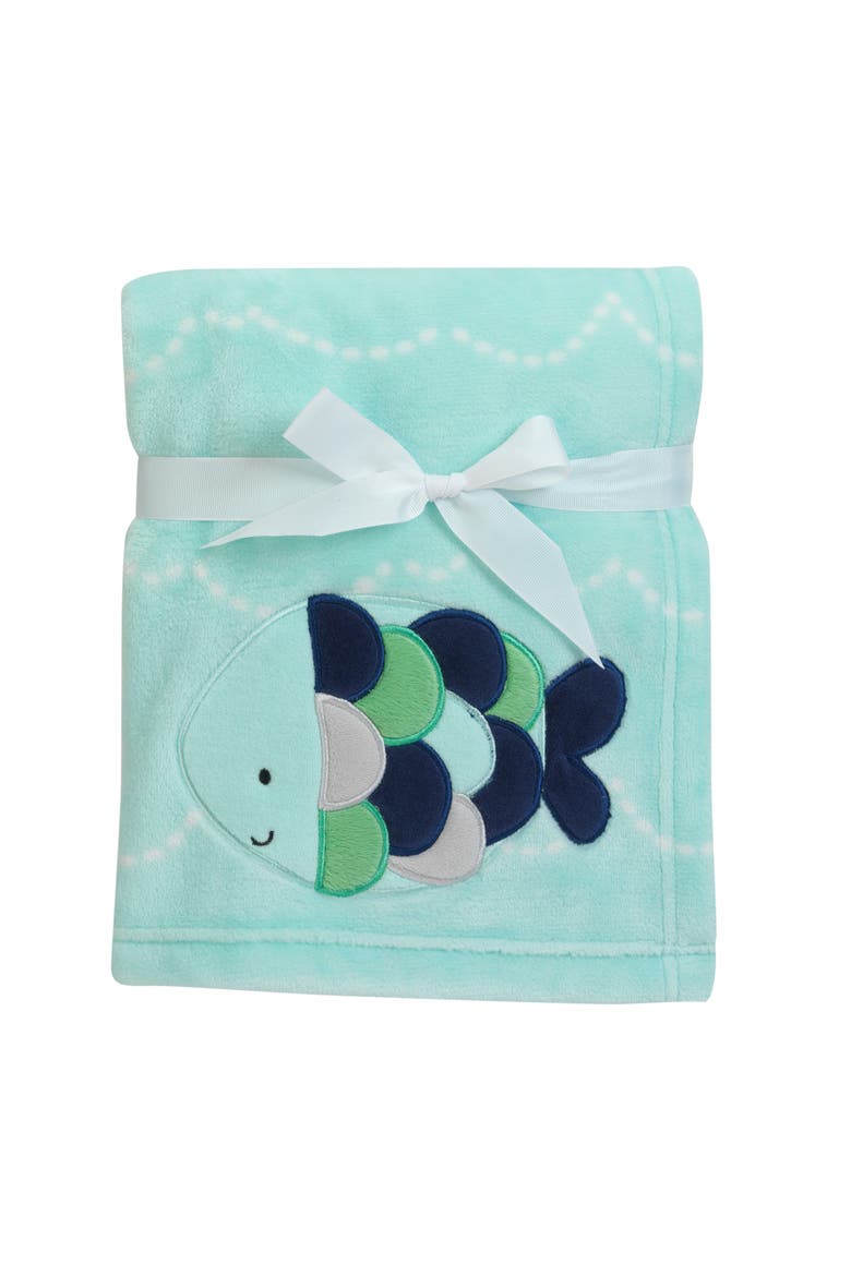 Oceania Nautical Fish Luxury Coral Fleece Baby Blanket, Alternate, color, Blue
