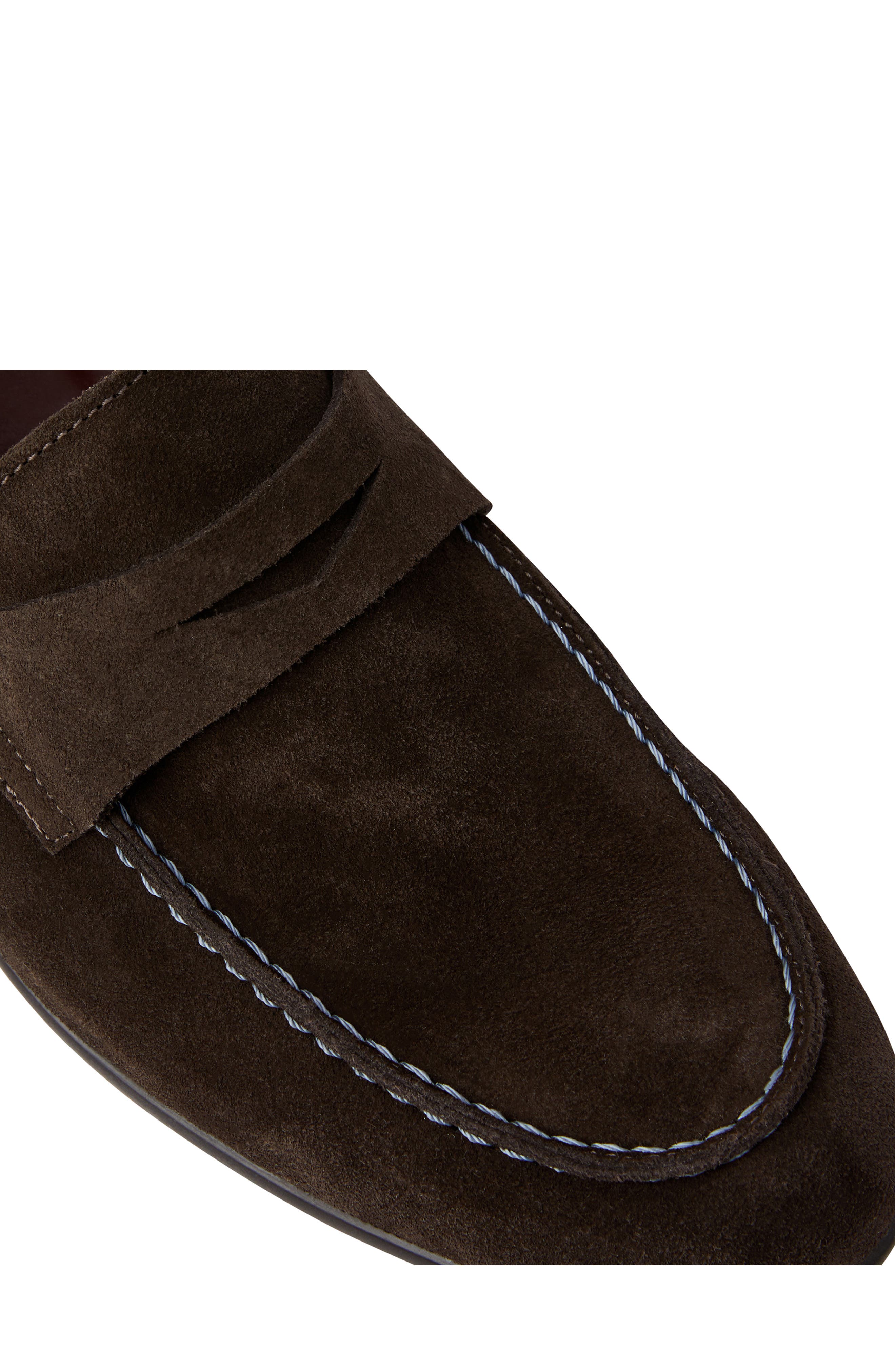 Silas Penny Loafer, Alternate, color, DARK BROWN SUEDE