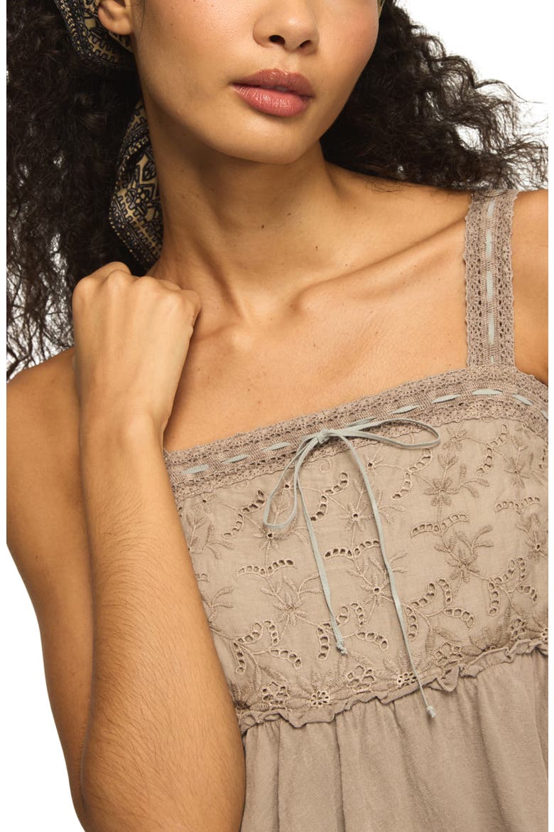 Eyelet Yoke Handkerchief Hem Tank, Alternate, color, SPHINX