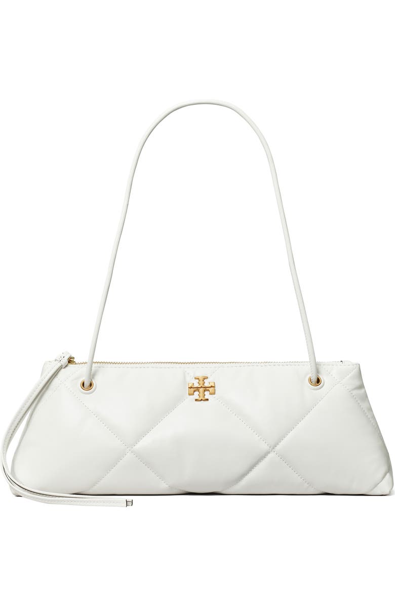 Tory Burch Kira Diamond Quilted East/West Leather Shoulder Bag, Main, color, Blanc