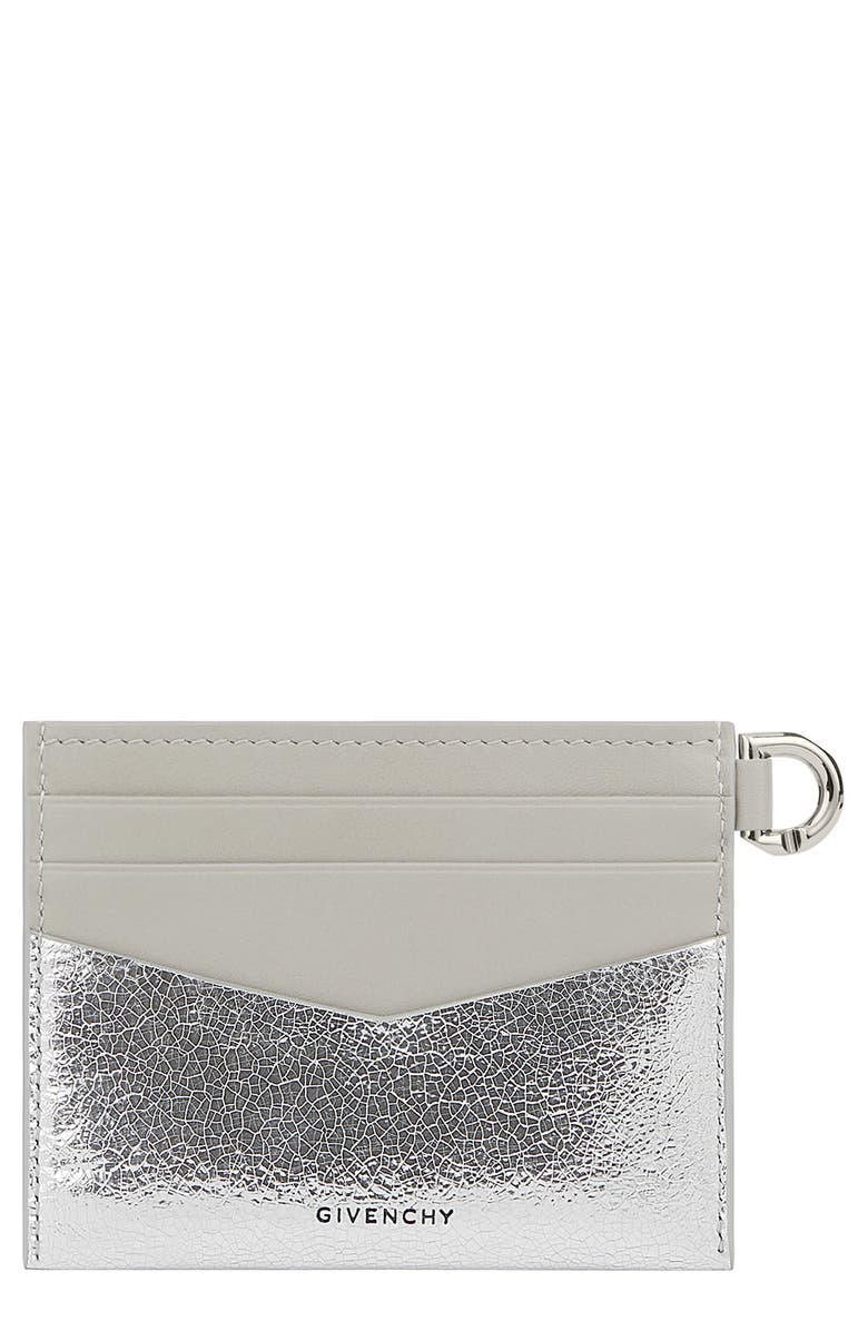 Givenchy 4G Crackled Metallic Leather Card Case, Main, color,