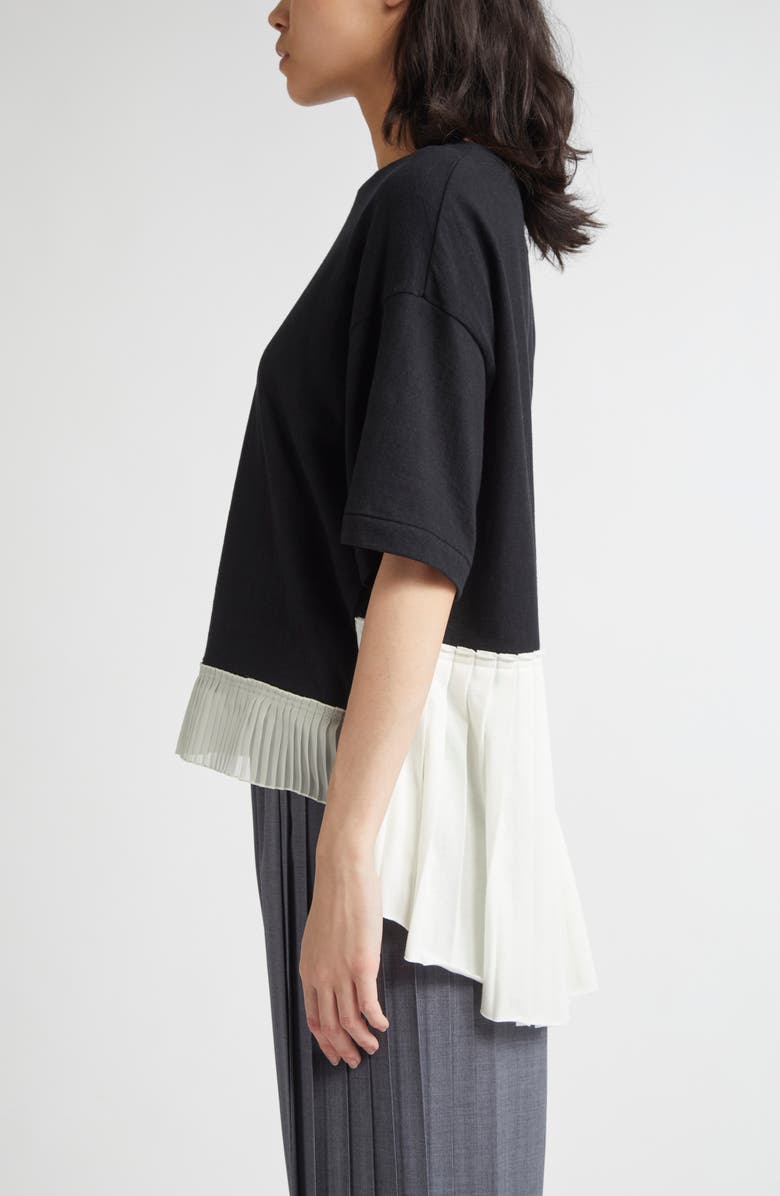 Undercover Pleated Hem Mixed Media T-Shirt, Alternate, color, 