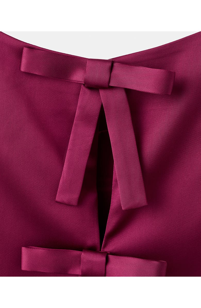 MANGO Jackie-O Bow Back Sleeveless Crop Satin Top, Alternate, color, Grapefruit