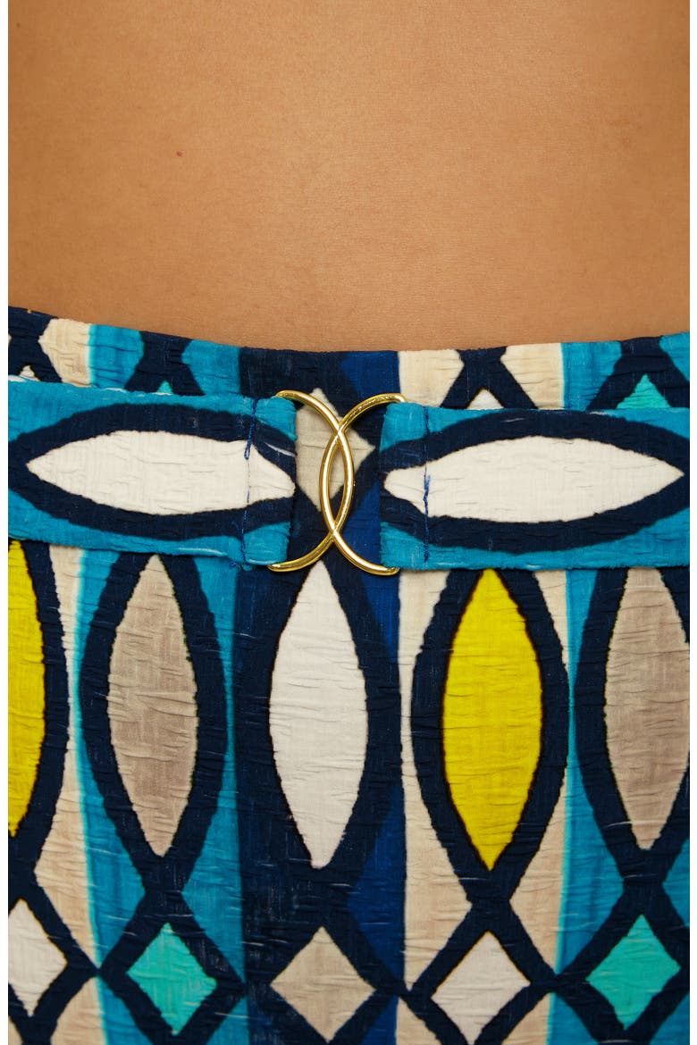 Paros Belted High Waist Bikini Bottoms, Alternate, color, BLUE MULTI