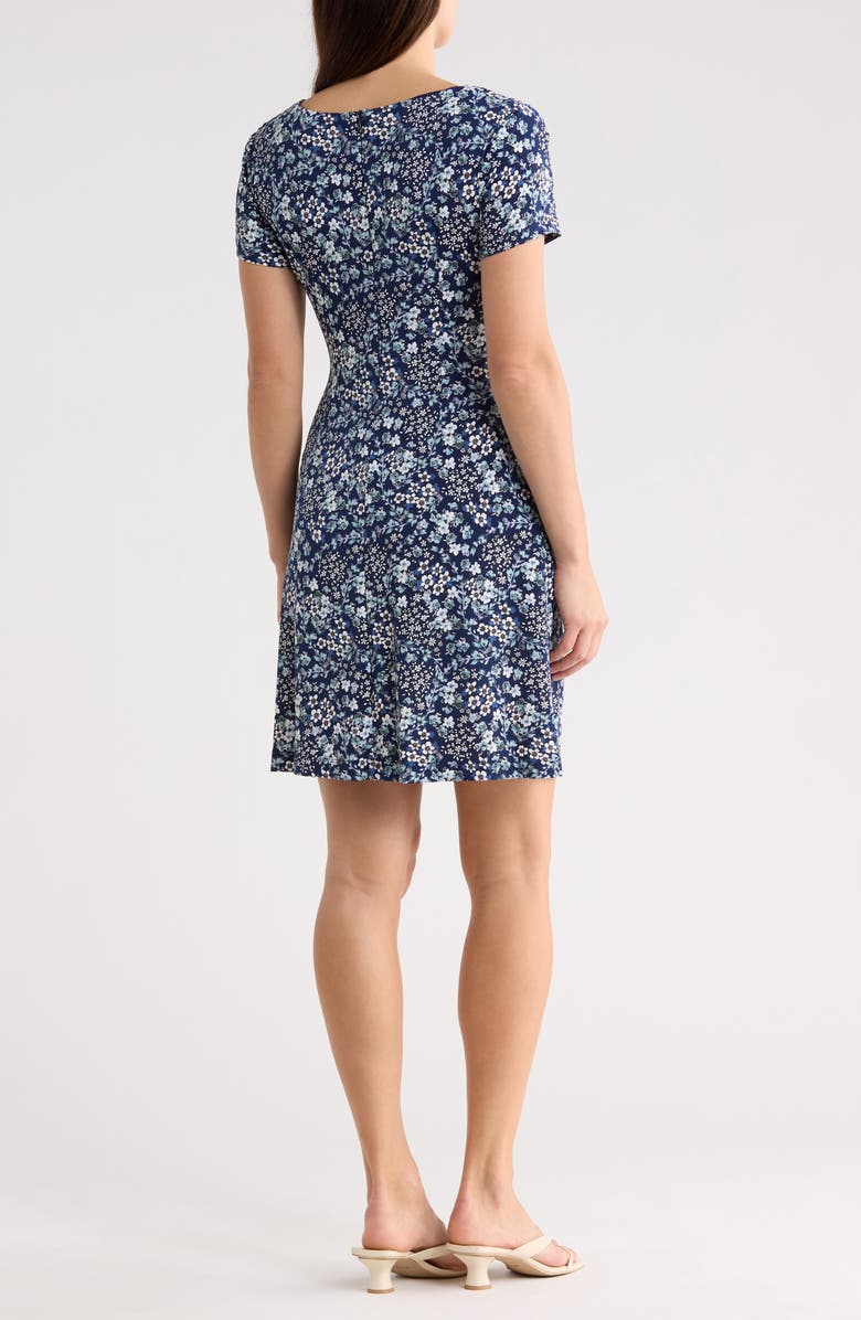 Connected Apparel Floral Print Dress, Alternate, color, Dusty Aqua