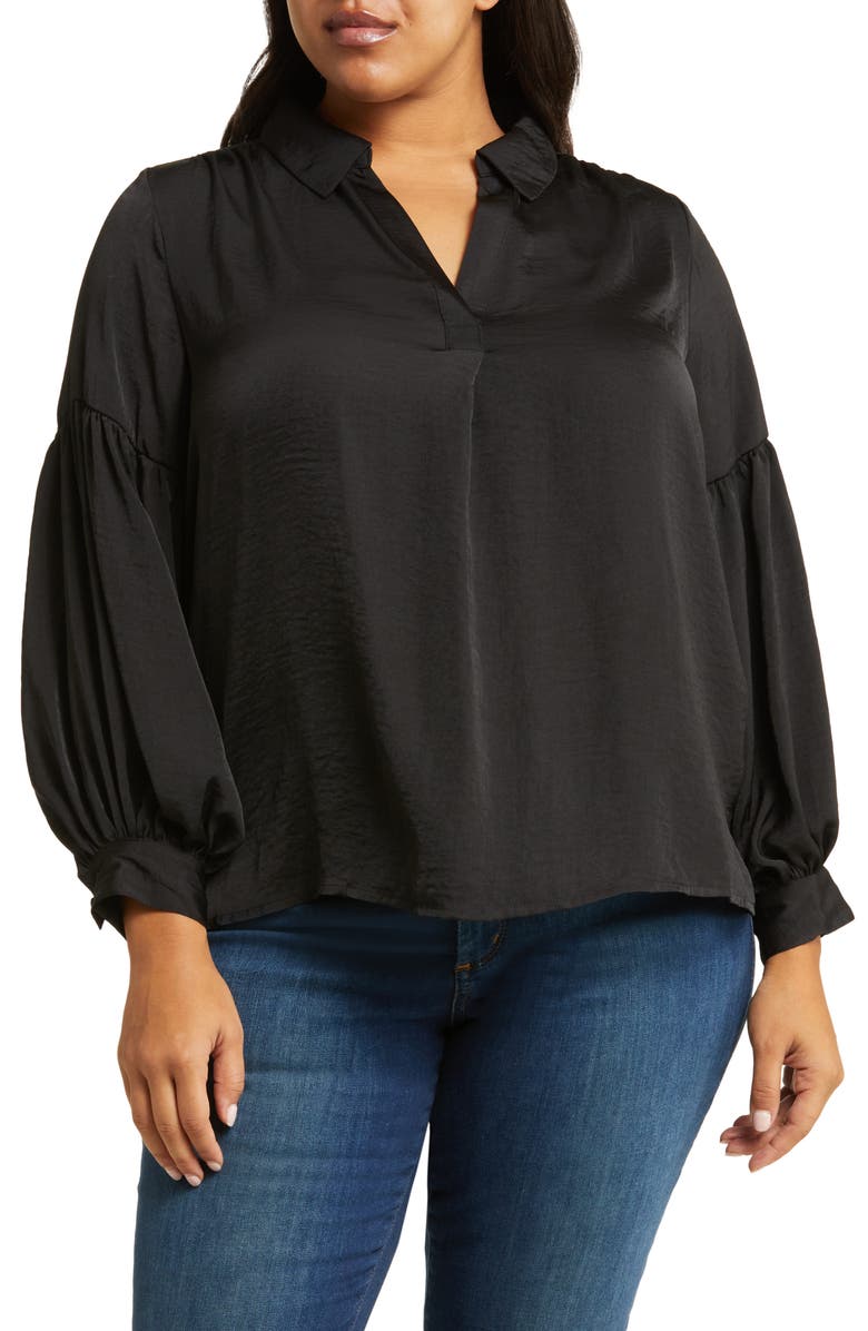 Vince Camuto Split Neck Balloon Sleeve Top, Main, color, 