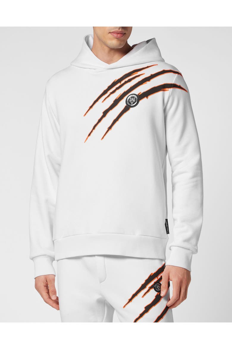 Hoodie Sweatshirt Scratch Men, Main, color, white