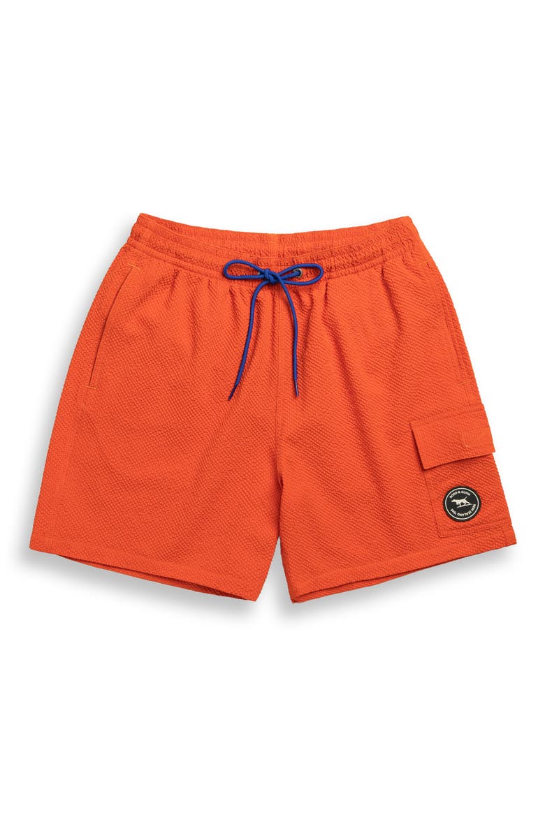 Winterton River Seersucker Swim Trunks, Alternate, color, SUNSET