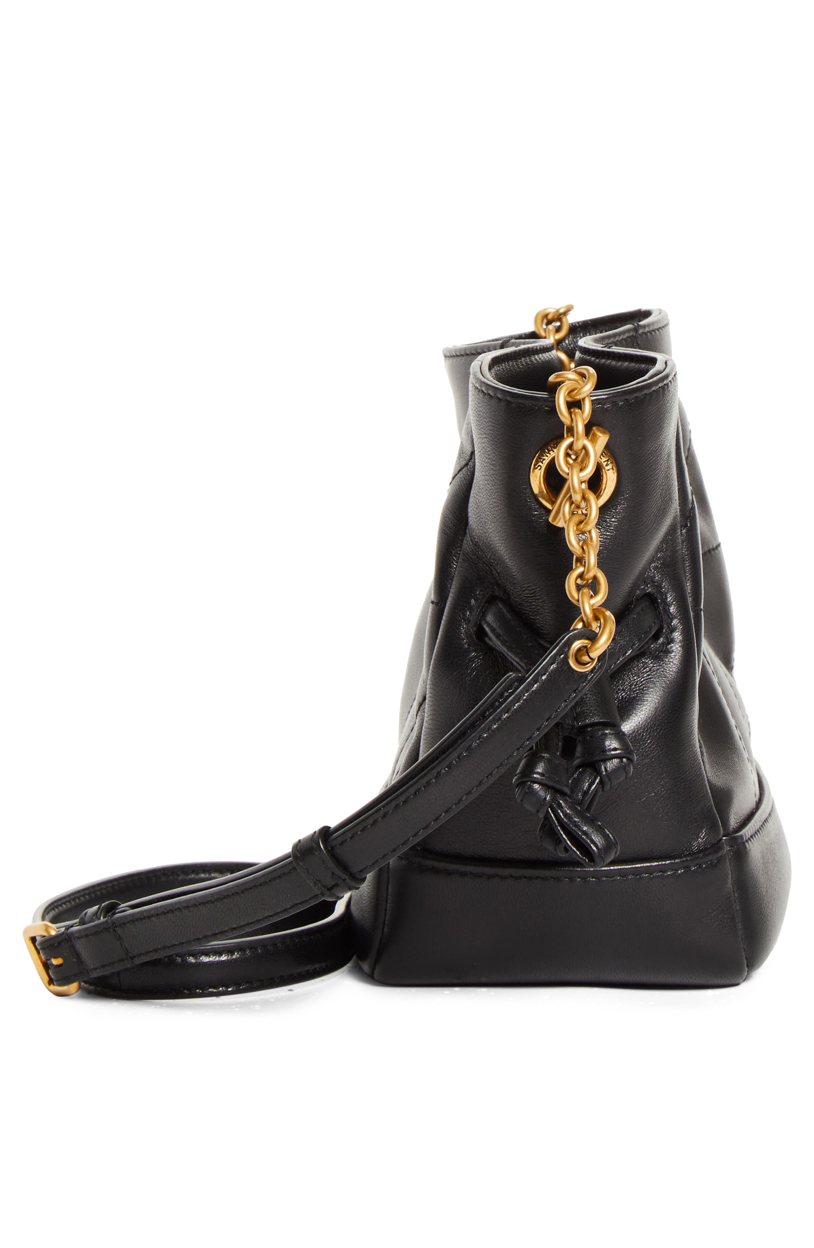 Saint Laurent Mini Jamie Leather Shoulder Bag, Alternate, color, Noir