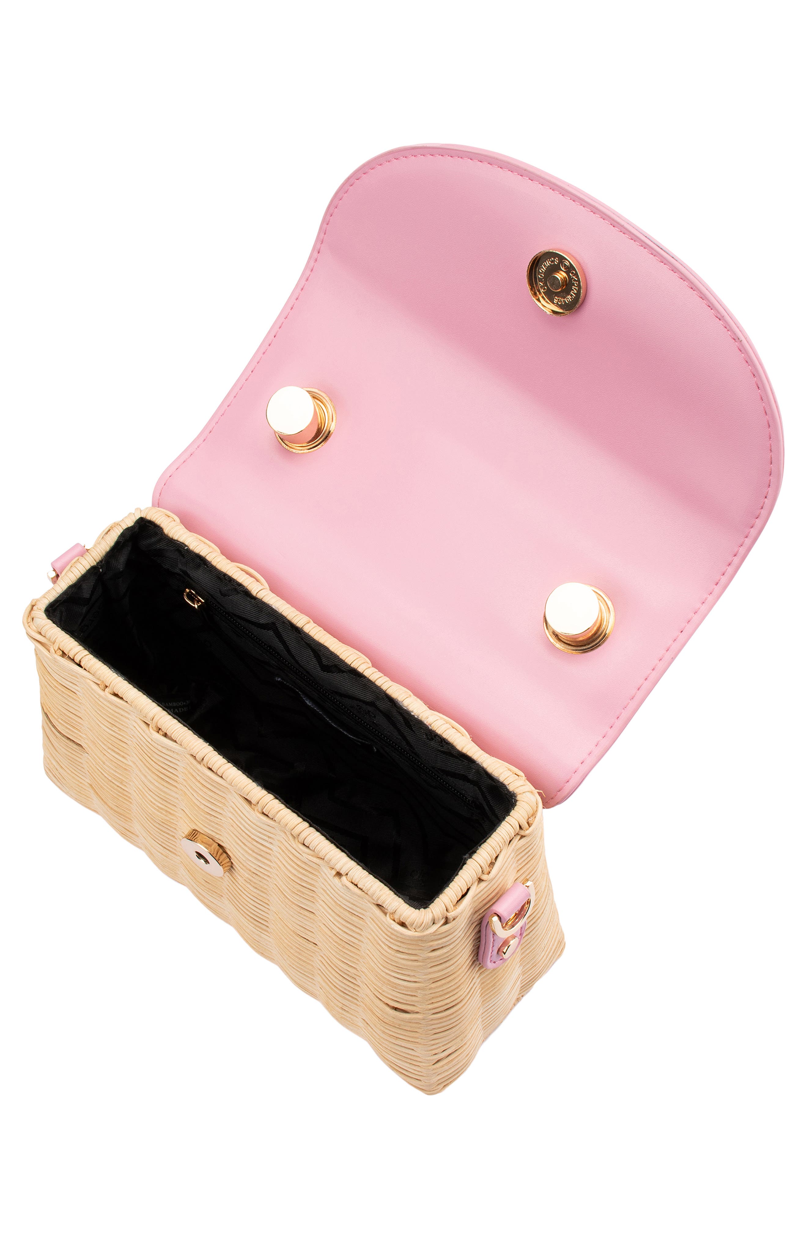 Olga Berg Elle Wicker Top Handle Bag, Alternate, color, Pink