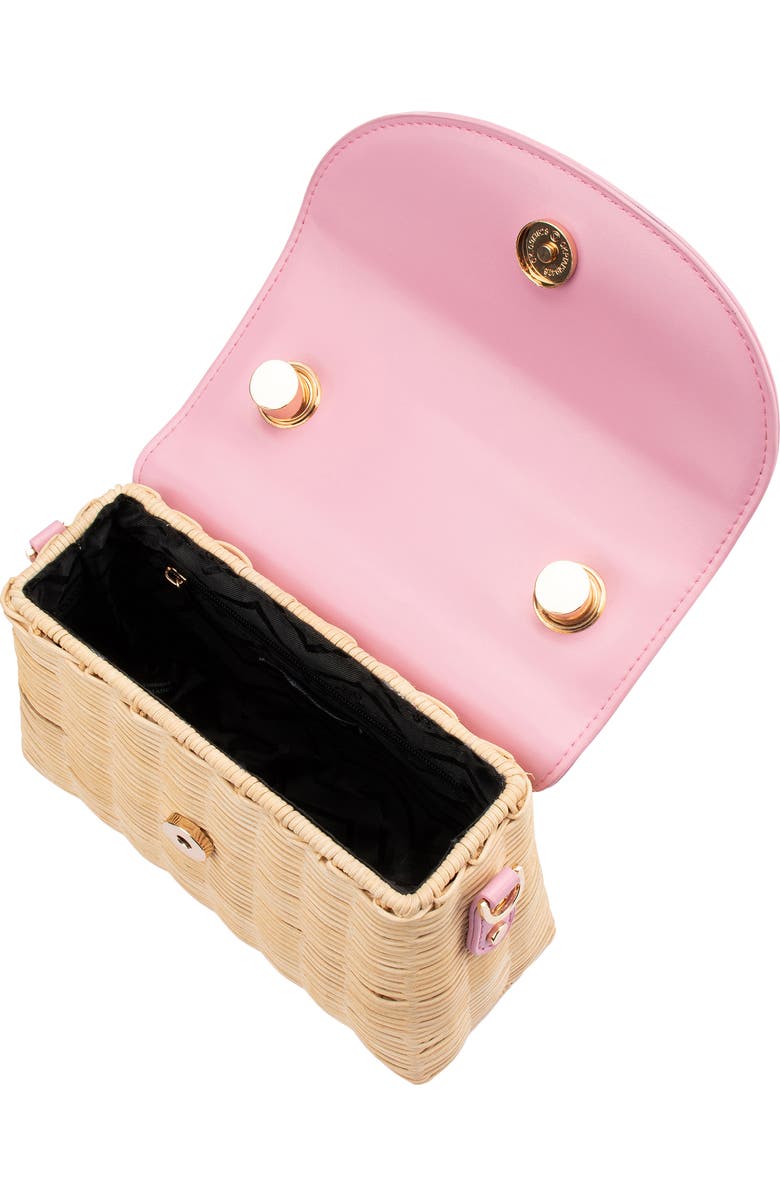 Olga Berg Elle Wicker Top Handle Bag, Alternate, color, Pink