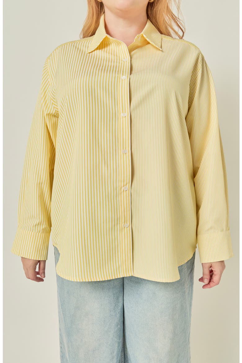 Striped Long Sleeve Button Up Shirt, Alternate, color, YELLOW
