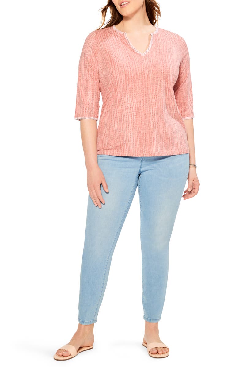 NZT by NIC+ZOE Slub Cotton Split Neck Top, Alternate, color, 