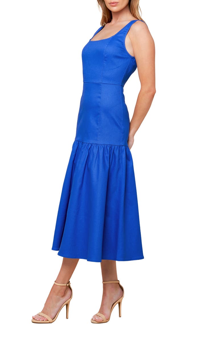 FLYING TOMATO Sleeveless Flounce Hem Midi Dress, Alternate, color, Blue
