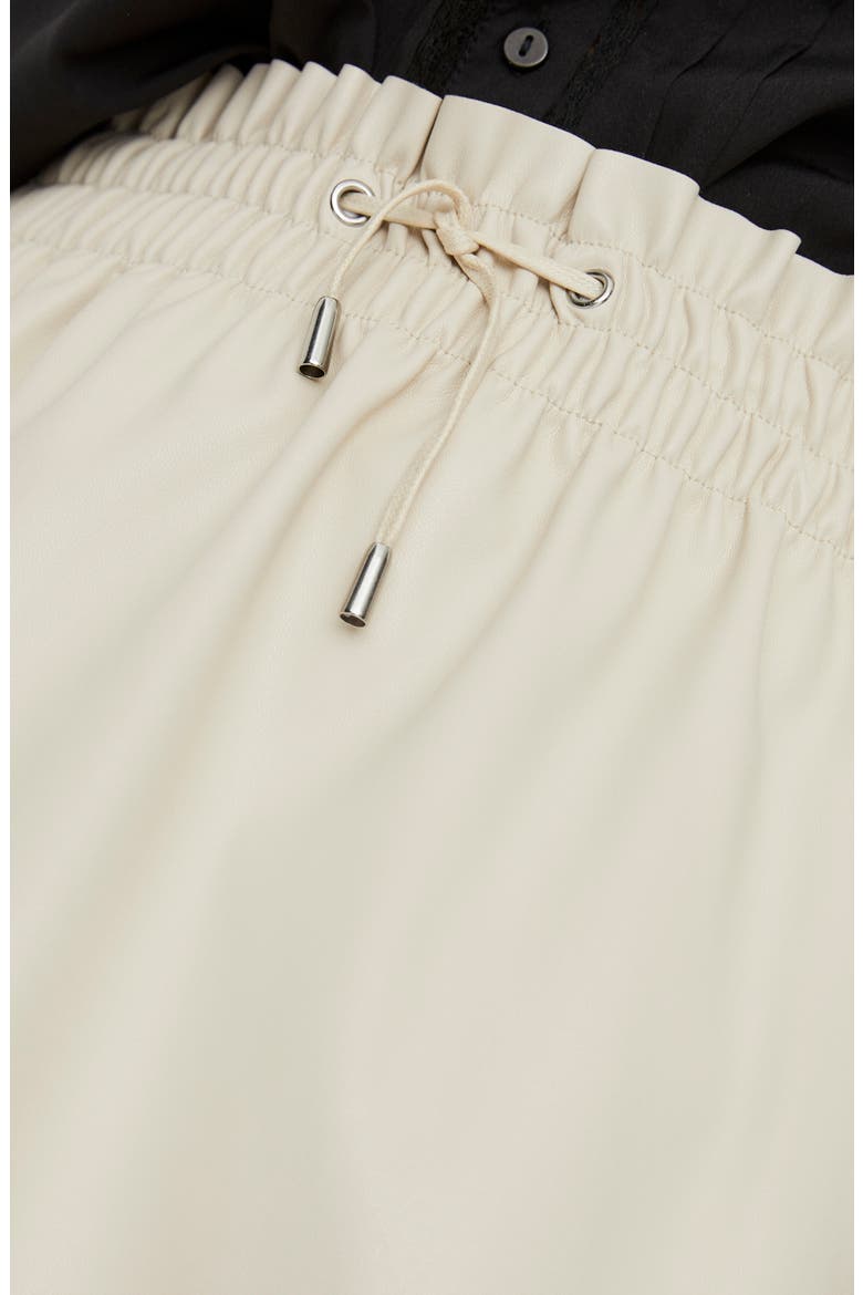 Ava Coated Drawstring Waist Miniskirt, Alternate, color, OATMEAL