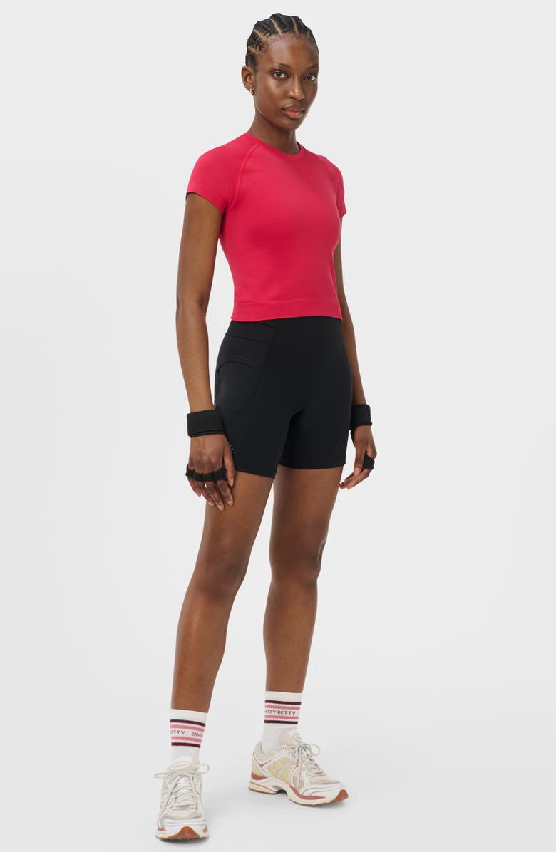 Sweaty Betty Athlete Seamless Workout Crop T-Shirt, Alternate, color, Crimson Red