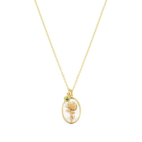 Katrina Birth Flower and Birthstone Charm Necklace