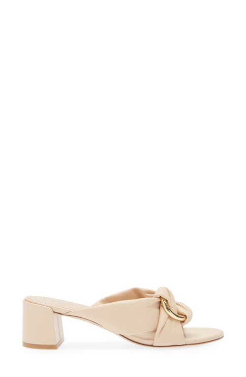 Stuart Weitzman Cece Leather Twisted Ring Slide Sandals In Barely Beige