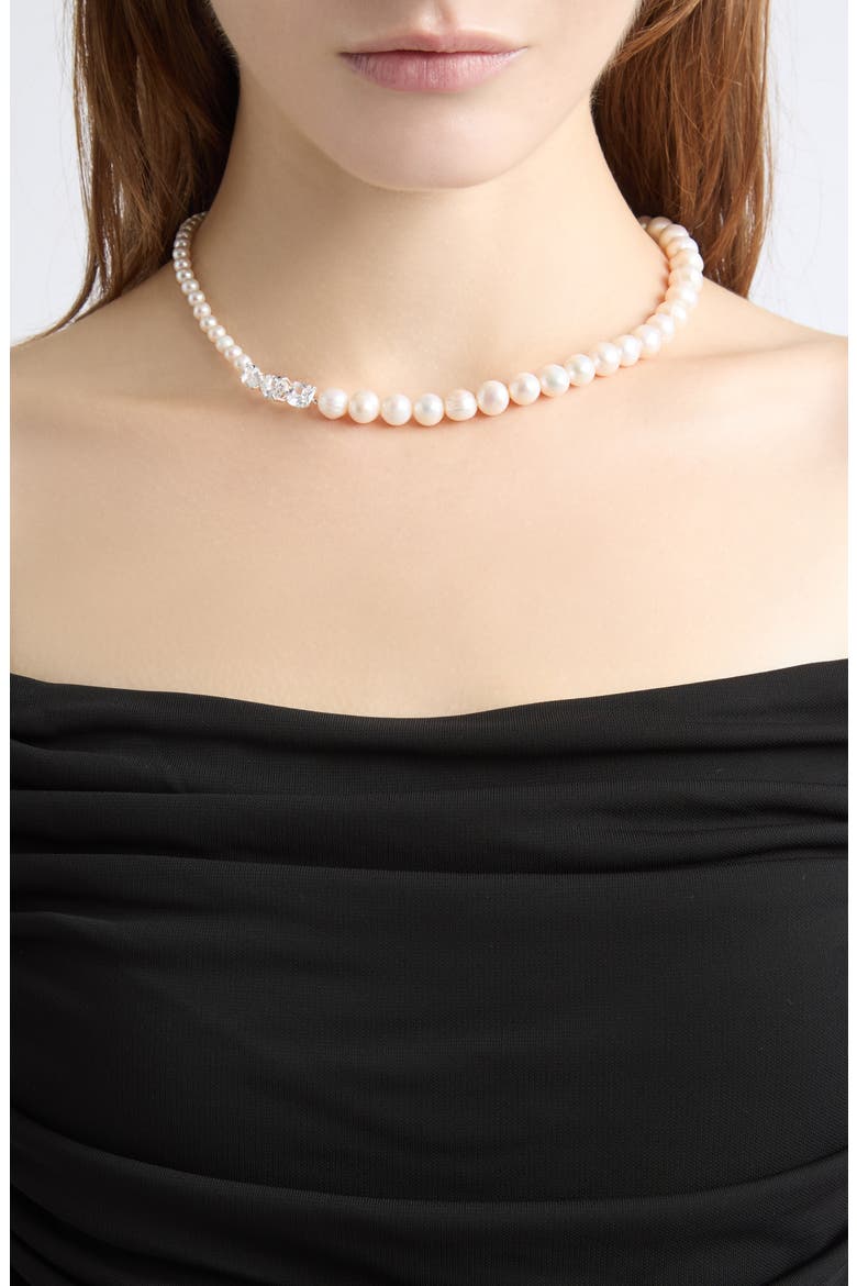 Madre Pearl & Cubic Zirconia Necklace, Alternate, color, WHITE