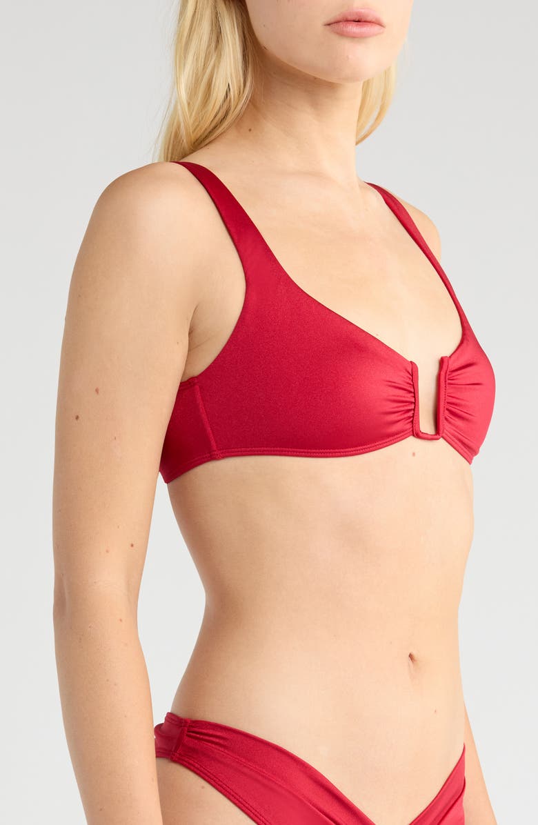 PacSun Lotus Shirred Swim Top, Alternate, color, Jester Red