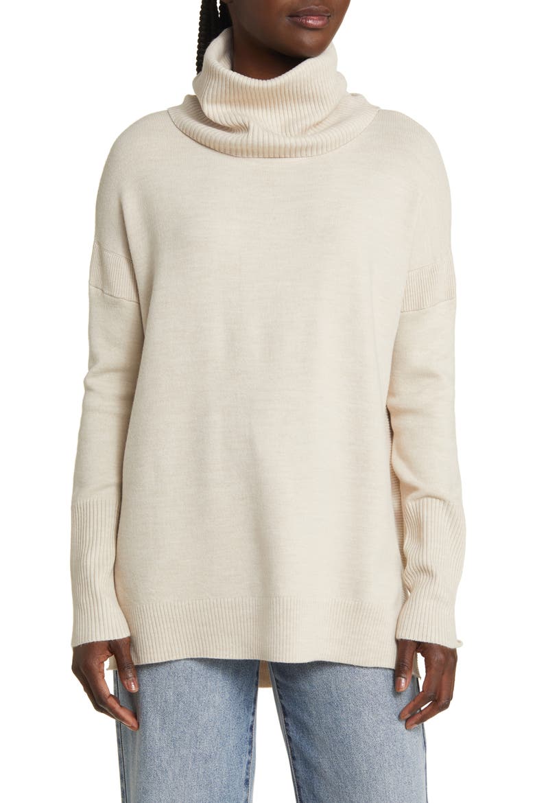 Babysoft Cowl Turtleneck Sweater, Main, color, LIGHT OATMEAL