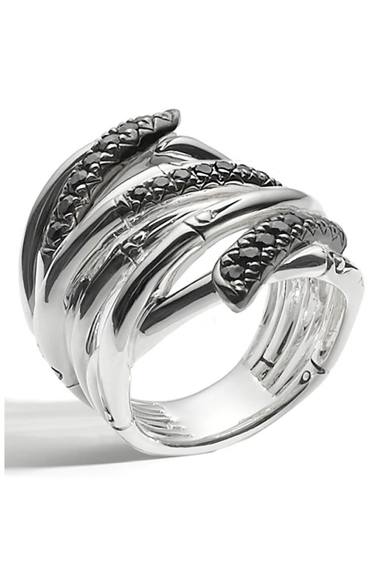 'Bamboo - Lava' Extra Wide Sapphire Stack Ring, Alternate, color, SILVER/ BLACK SAPPHIRE
