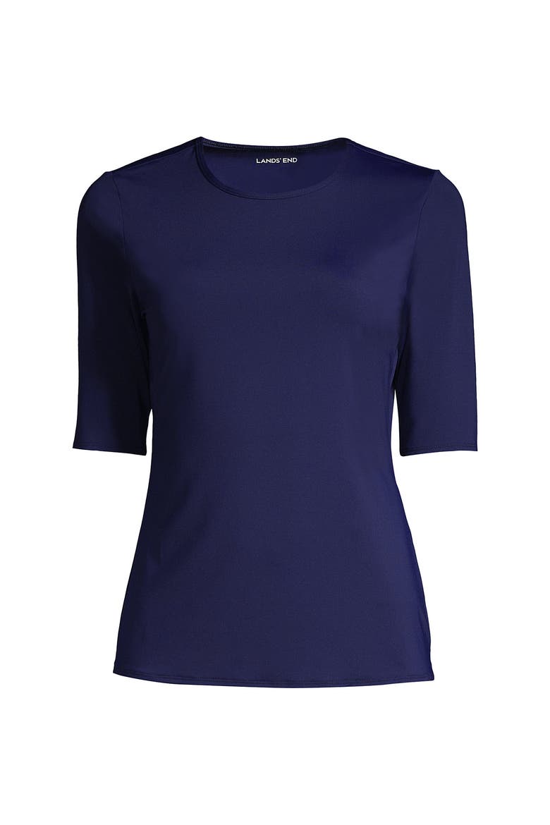 Long Crew Neck Rash Guard UPF 50 Sun Protection Swim Tee, Alternate, color, Deep Sea Navy