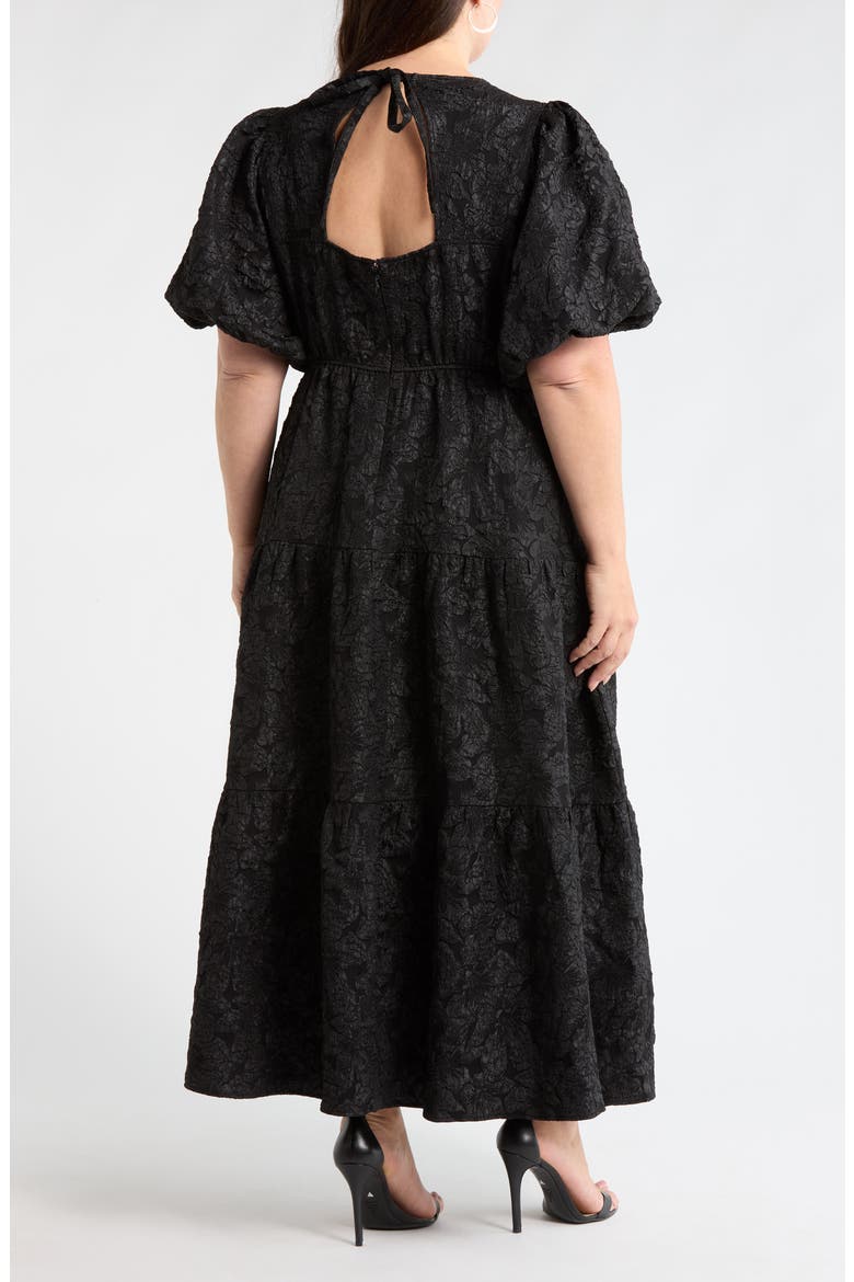 Arielle Floral Jacquard Maxi Dress, Alternate, color, BLACK