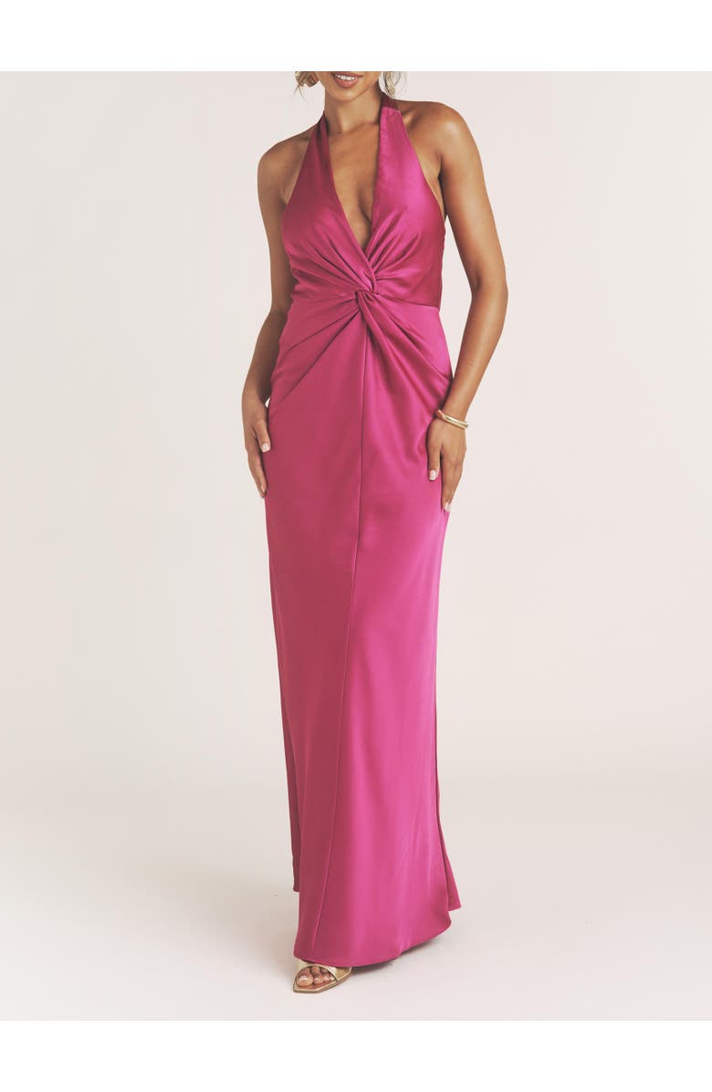 Six Stories Isabel Plunge Knot Detail Dress, Alternate, color, Raspberry