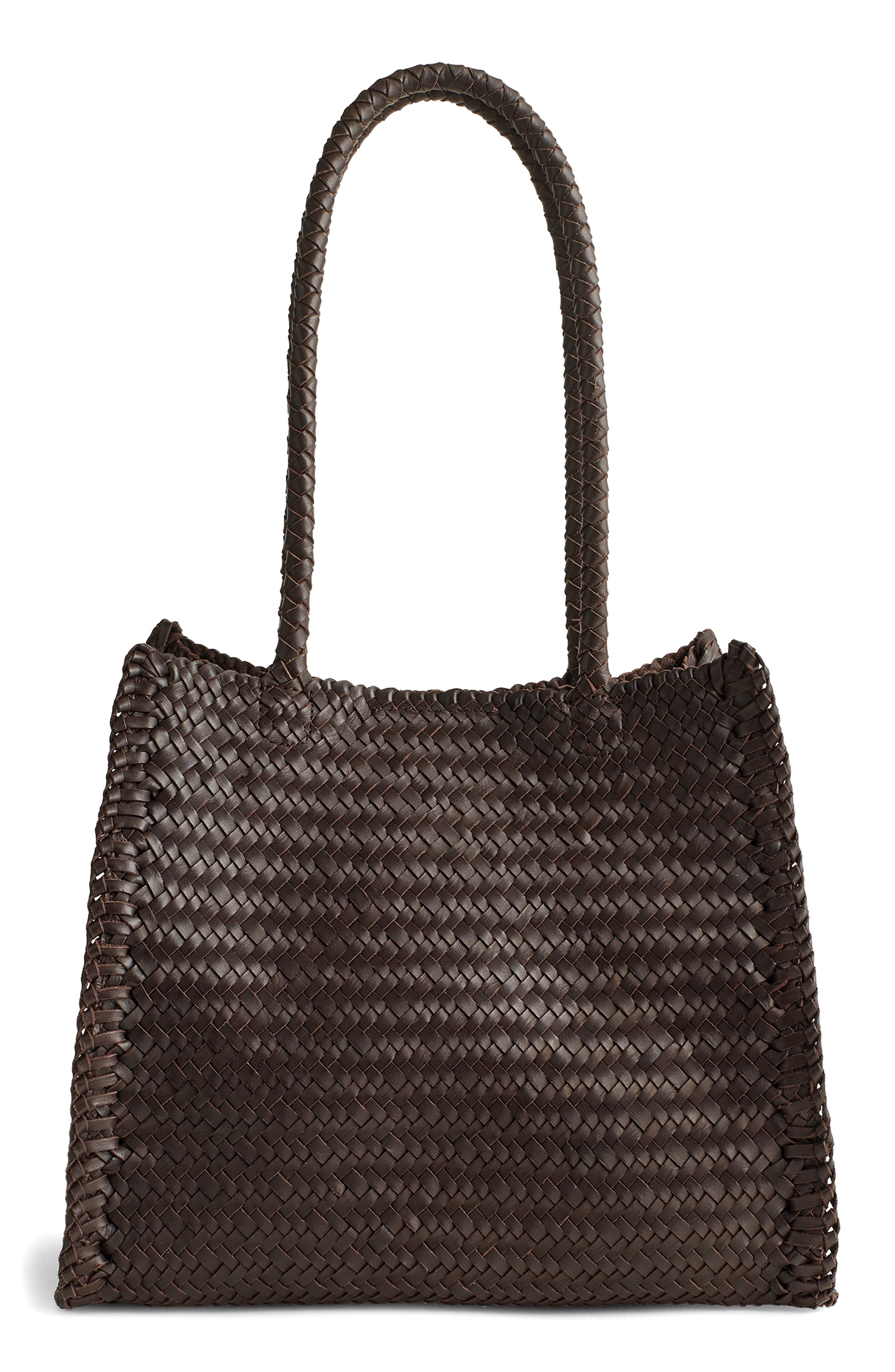 Madewell The Lexington Woven Leather Tote, Alternate, color, Coffee Bean