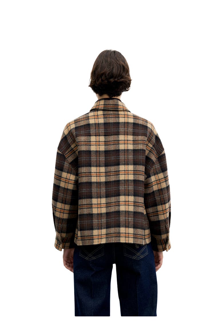 Oversized Cropped Long Sleeve Shacket, Alternate, color, Brown