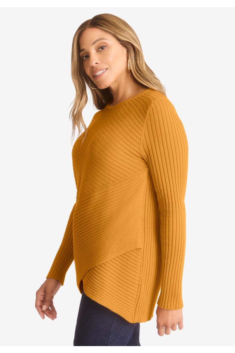 Ribbed Crossover Crewneck, Alternate, color, IVORY