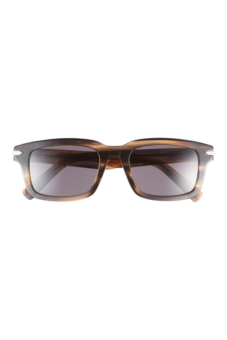 'DiorBlacksuit S16I 52mm Rectangular Sunglasses, Main, color, BROWN HORN / SMOKE