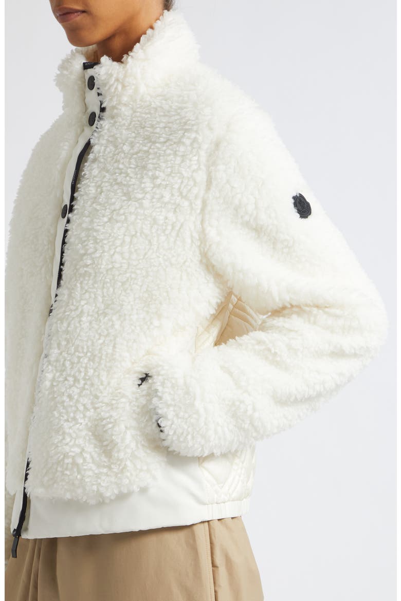 Mixed Media Fleece Zip Cardigan, Alternate, color, WHITE